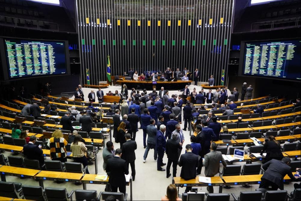 Plenário da Câmara nesta terça, durante votação do arcabouço fiscal