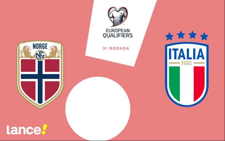 Noruega x Itália pela 3ª rodada das Eliminatórias Europeias da Copa do Mundo (Arte: Lance!)