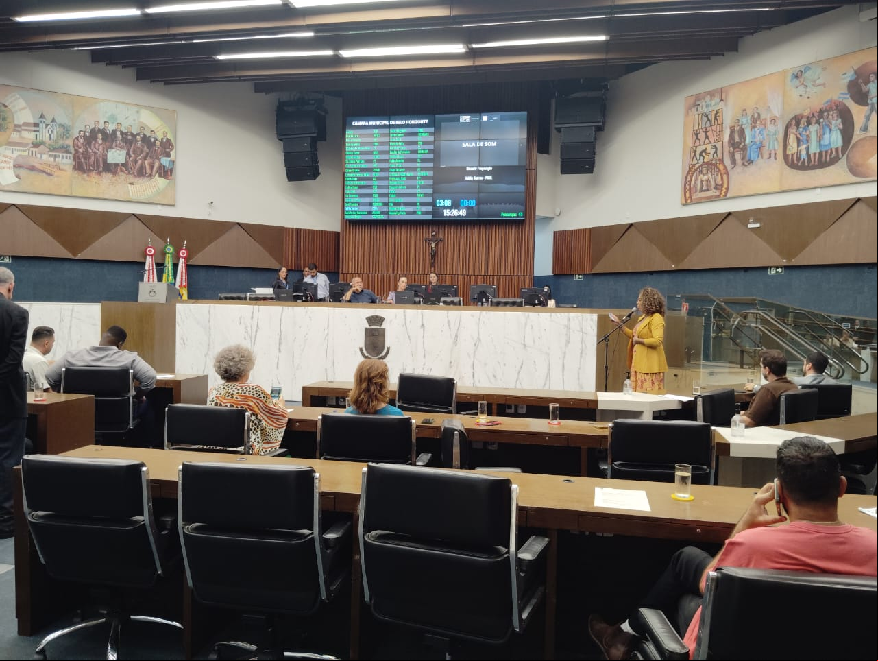 Sessão na Câmara de Vereadores de Belo Horizonte nesta quinta-feira, quando foi votada proposta que coloca a água como direito fundamental na capital
