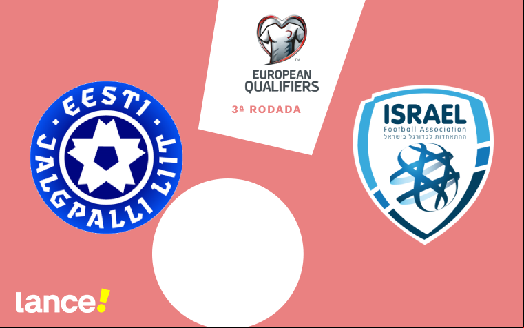 Estônia x Israel pela 3ª rodada das Eliminatórias Europeias da Copa do Mundo (Arte: Lance!)